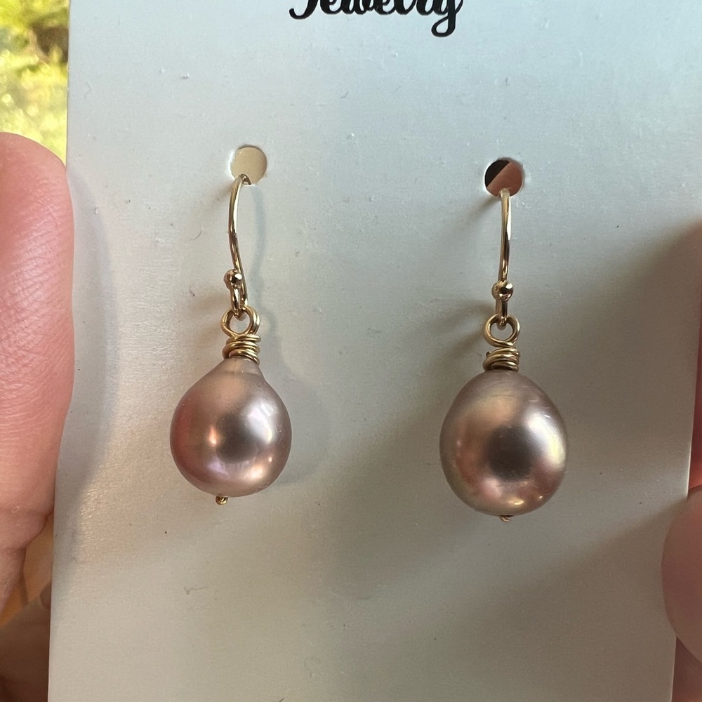 South Sea Mauve Pearl Drop Earrings